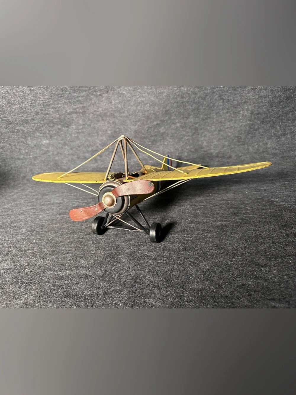 Vintage WWI British RAF Military Yellow Fighter Airplane Model
